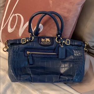 Dark blue embossed Coach bag